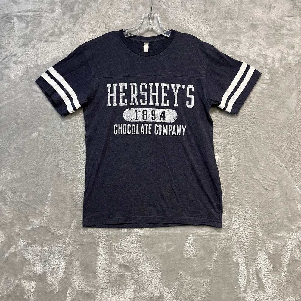 LAT Hershey's Chocolate Company T-Shirt Unisex Medium Gray Football Jersey Tee